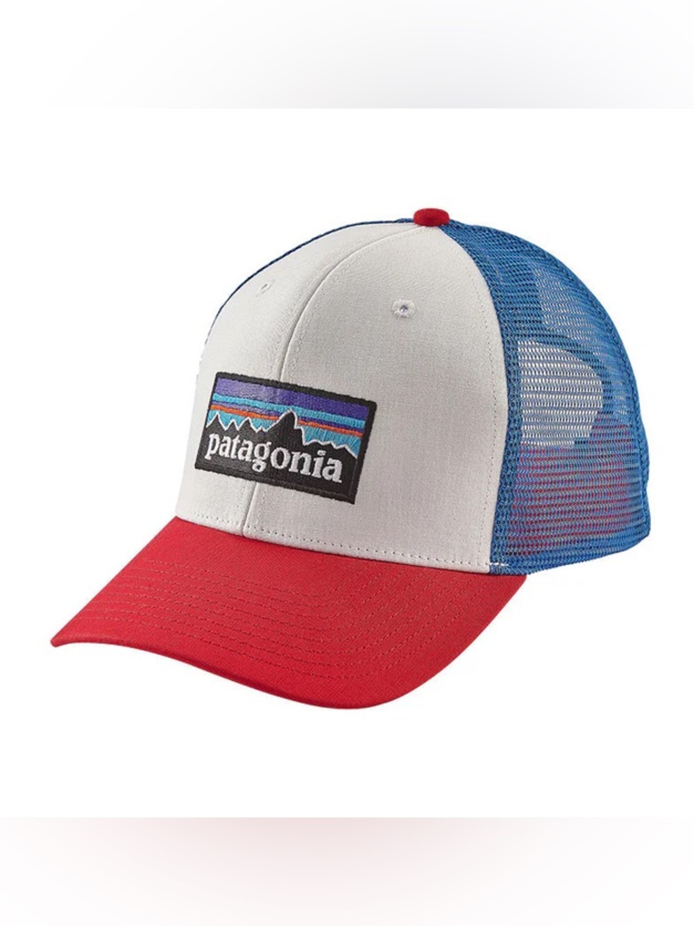 Patagonia P-6 Logo Trucker Hat Blue White Red Snapback Mesh Cap Adult